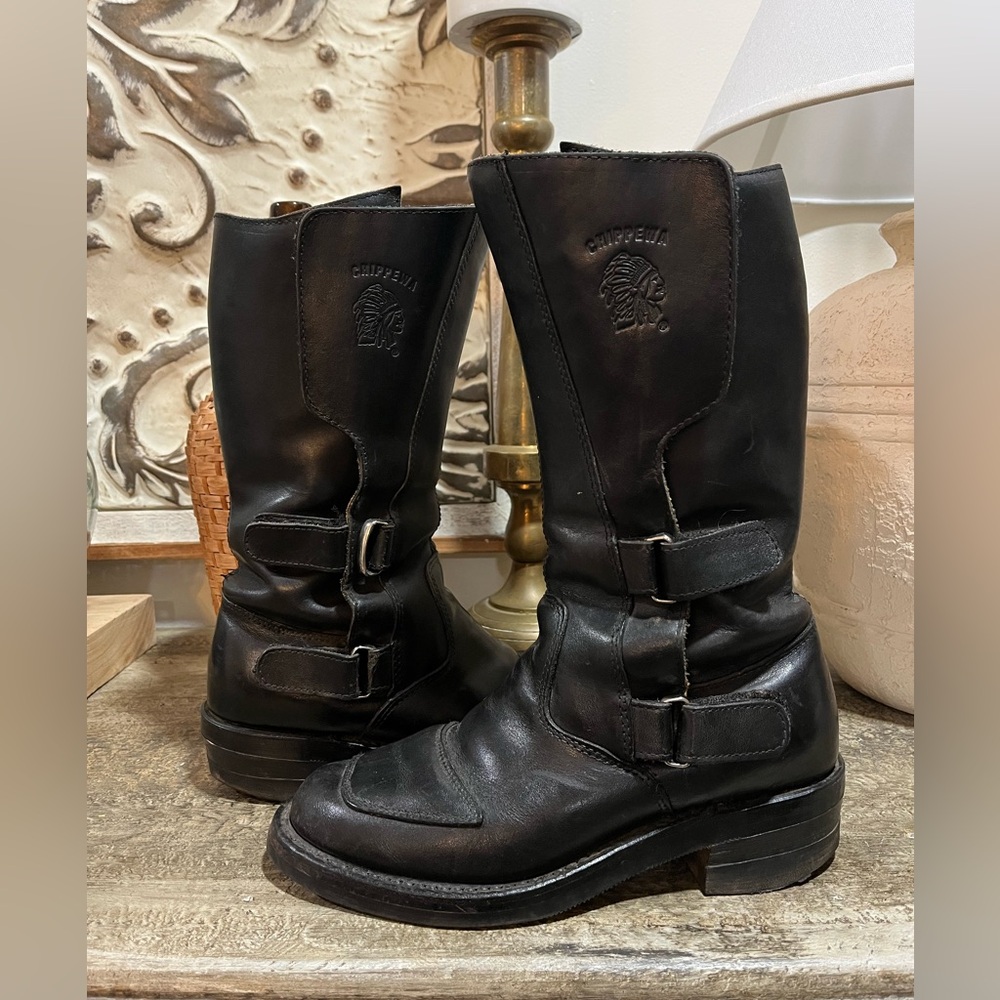 Chippewa 27862 Black Rally Leather Boots Made in USA Mens size 8d eUC